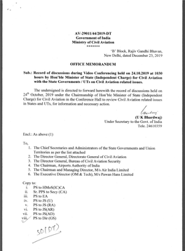 AV-29011/44/2019-DT Government of India Ministry of Civil Aviation ******* `B' Block, Rajiv Gandhi Bhavan, New Delhi, Dated December 23, 2019