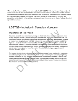 LGBTQ2+ Inclusion in Canadian Museums