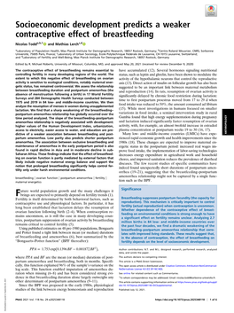 Socioeconomic Development Predicts a Weaker Contraceptive Effect of Breastfeeding