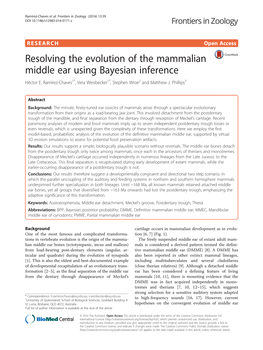 Resolving the Evolution of the Mammalian Middle Ear Using Bayesian Inference Héctor E