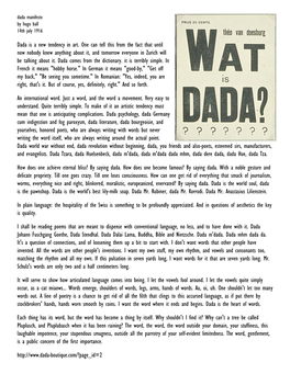 Dada Manifesto by Hugo Ball 14Th July 1916