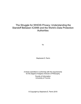 The Struggle for WHOIS Privacy: Understanding the Standoff Between ICANN and the World’S Data Protection Authorities