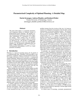 Parameterized Complexity of Optimal Planning: a Detailed Map