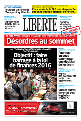 Objectif : Faire Barrage À La Loi De Finances 2016 Seconde Montée Au Front Des Députés Contestataires De La Loi De Finances 2016