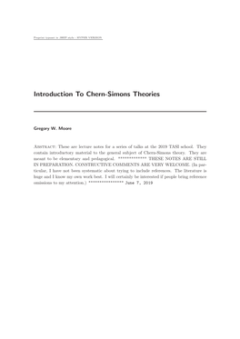 Introduction to Chern-Simons Theories
