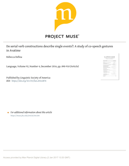 Do Serial Verb Constructions Describe Single Events?: a Study of Co-Speech Gestures in Avatime