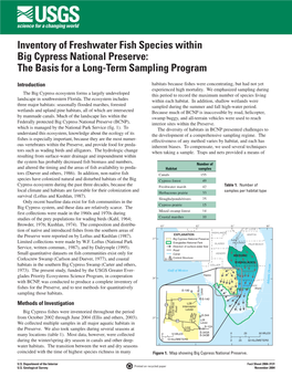 Inventory of Freshwater Fish Species Within Big Cypress National Preserve: the Basis for a Long-Term Sampling Program