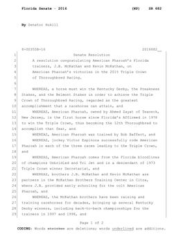 2016 (NP) SR 682 by Senator Hukill 8-00355B-16 2016682__ Page 1 of 2 CODING: Words Stricken Are Deletions; W