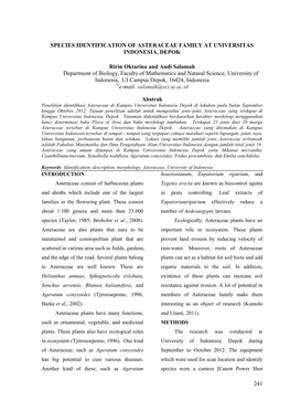 241 Species Identification of Asteraceae Family At