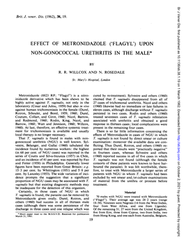 Effect of Metronidazole ('Flagyl') Upon Non-Gonococcal Urethritis in the Male*