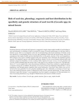 Role of Seed Size, Phenology, Oogenesis and Host Distribution In