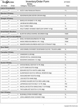 Inventory/Order Form