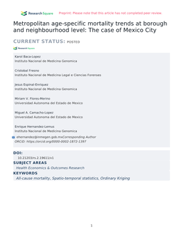 Metropolitan Age-Specific Mortality Trends at Borough and Neighbourhood Level: the Case of Mexico City