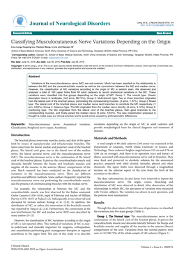 Classifying Musculocutaneous Nerve Variations