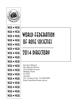 World Federation of Rose Societies 2014 Directory