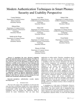 Modern Authentication Techniques in Smart Phones: Security and Usability Perspective