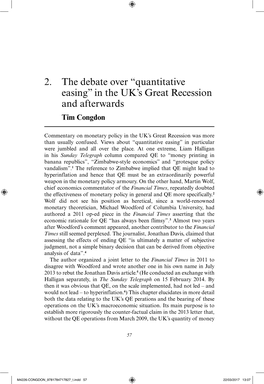 “Quantitative Easing” in the UK's Great Recession and Afterwards