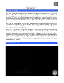 1 Situation Report Cyclone Aila Origin of Cyclone Path