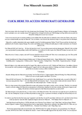 Free Minecraft Accounts 2021