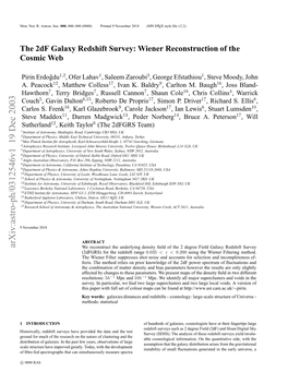 The 2Df Galaxy Redshift Survey: Wiener Reconstruction of The