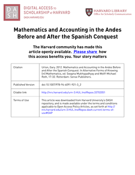 Mathematics and Accounting in the Andes Before and After the Spanish Conquest