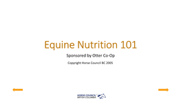 Equine Nutrition 101 Sponsored by Otter Co-Op