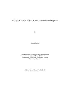 Multiple Mutualist Effects in an Ant-Plant-Bacteria System