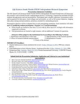 Life Sciences South Florida STEM Undergraduate Research Symposium