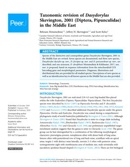 Diptera, Pipunculidae) in the Middle East