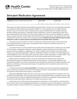 Stimulant Medication Agreement