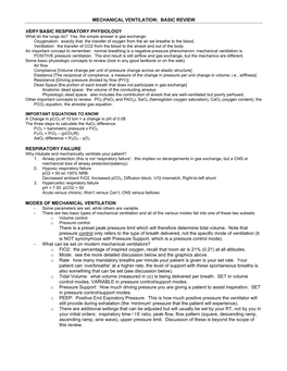 Mechanical Ventilation: Basic Review