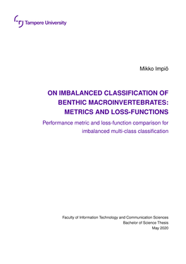 On Imbalanced Classification of Benthic Macroinvertebrates: Metrics and Loss-Functions