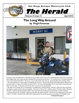 The Herald Volume 27, Issue 1I April 2010 the Long Way Around by Virgil Foreman