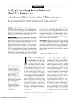 Multiple Hereditary Infundibulocystic Basal Cell Carcinomas a Genodermatosis Different from Nevoid Basal Cell Carcinoma Syndrome