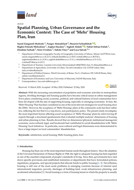 The Case of 'Mehr' Housing Plan, Iran