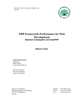 PHP Framework Performance for Web Development Between Codeigniter and Cakephp