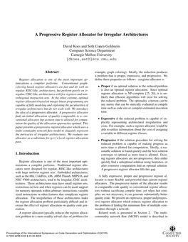 A Progressive Register Allocator for Irregular Architectures