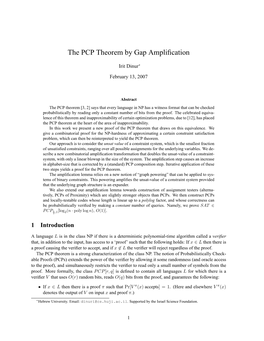 The PCP Theorem by Gap Amplification