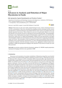 Advances in Analysis and Detection of Major Mycotoxins in Foods