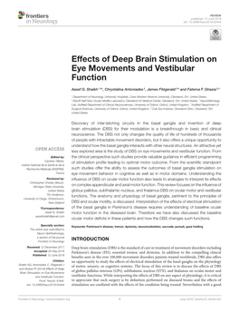 Effects of Deep Brain Stimulation on Eye Movements and Vestibular Function