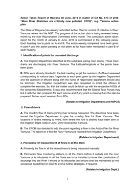 1 Action Taken Report of Haryana Till June, 2019 in Matter of OA No. 673 of 2018 “More River Stretches Are Critically Now Poll