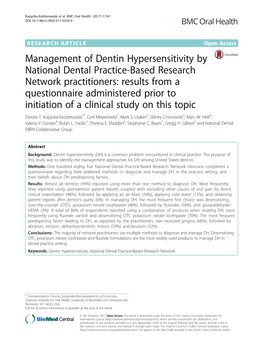 Management of Dentin Hypersensitivity
