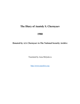 The Diary of Anatoly S. Chernyaev 1980