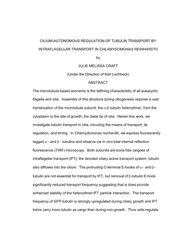 Cilium-Autonomous Regulation of Tubulin Transport By