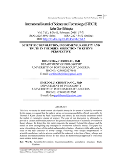 International Journal of Science and Technology (STECH) Bahir Dar- Ethiopia Vol