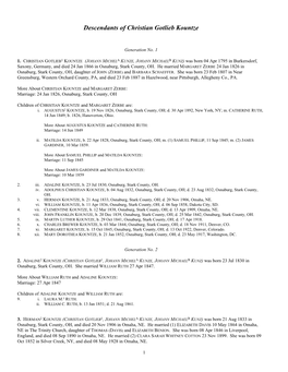 Kountze Genealogy