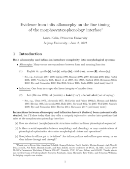 Evidence from Infix Allomorphy on the Fine Timing of the Morphosyntax-Phonology Interface∗