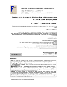 Endoscopic Harmonic Midline Partial Glossectomy in Obstructive Sleep Apnea