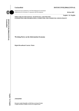 Unclassified DSTI/ICCP/IE(2004)12/FINAL