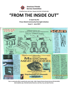 “FROM the INSIDE OUT” ​ a Report by the ​ Prison Watch Community Oversight Initiative Issue 3 - June 2017